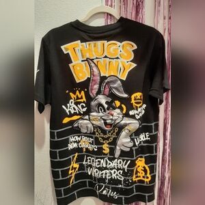 Black Graphic T-Shirt with Yellow Accents